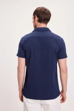 Camisa Solapa Corta Seersucker