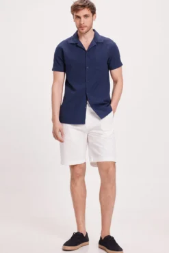 Camisa Solapa Corta Seersucker