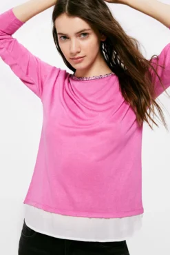 Camiseta Bimateria Cuello Fantasía