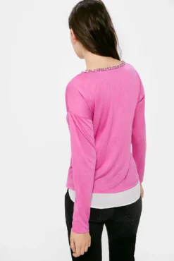 Camiseta Bimateria Cuello Fantasía