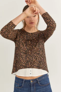 Camiseta Bimateria Estampada