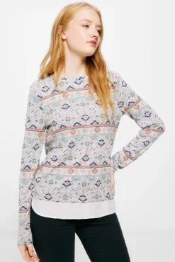 Camiseta Bimateria Punto Cortado Estampada
