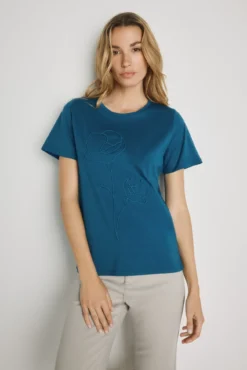 Camiseta bordada manga corta