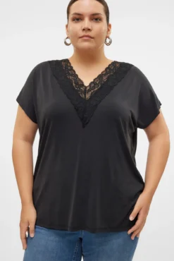 Camiseta básica con encaje talla grande
