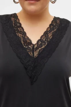 Camiseta básica con encaje talla grande