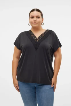 Camiseta básica con encaje talla grande