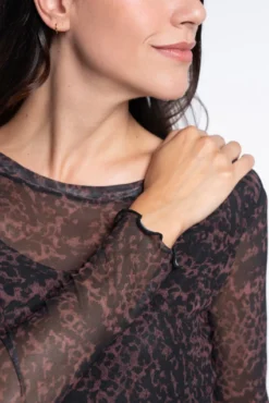 Camiseta ceñida de tul estampado