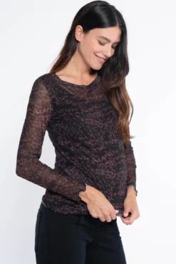 Camiseta ceñida de tul estampado