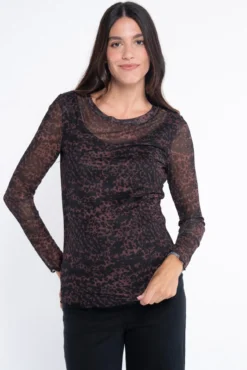Camiseta ceñida de tul estampado