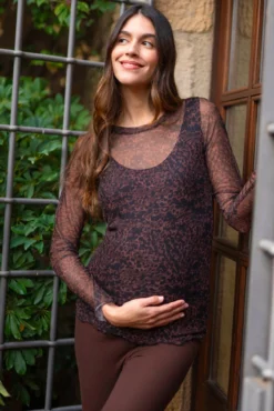 Camiseta ceñida de tul estampado