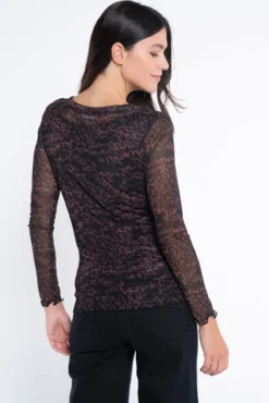 Camiseta ceñida de tul estampado