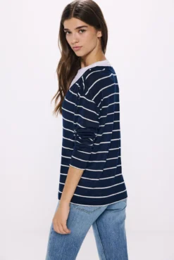 Camiseta combinada escote pico
