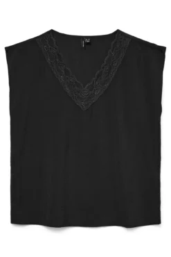 Camiseta con encaje de manga corta
