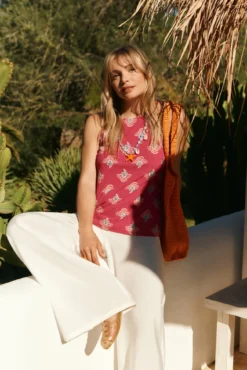 Camiseta cuello halter estampada