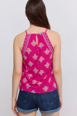 Camiseta cuello halter estampada