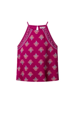 Camiseta cuello halter estampada