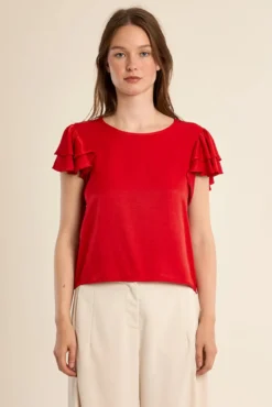 Camiseta de manga corta con volantes