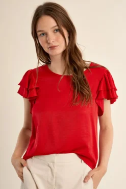Camiseta de manga corta con volantes