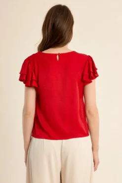 Camiseta de manga corta con volantes