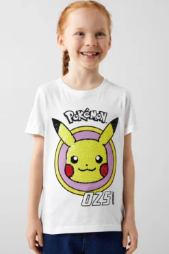 Camiseta de niña de POKÉMON de manga corta con lentejuelas