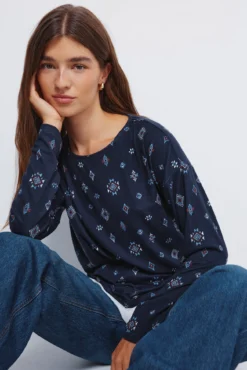 Camiseta estampada combinada