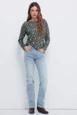 Camiseta estampada efecto lino