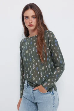 Camiseta estampada efecto lino