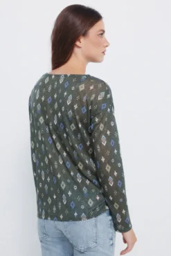 Camiseta estampada efecto lino