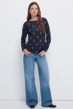 Camiseta estampada efecto lino