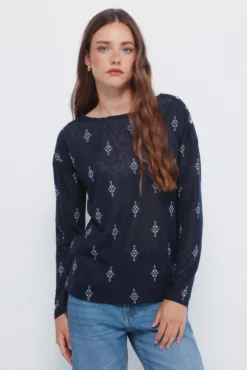 Camiseta estampada efecto lino