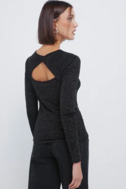 Camiseta lurex escote espalda
