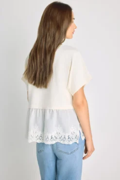 Camiseta manga corta con puntilla