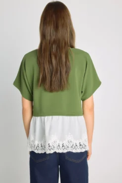 Camiseta manga corta con puntilla