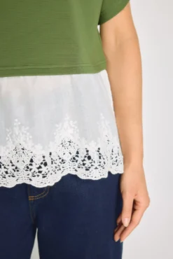 Camiseta manga corta con puntilla