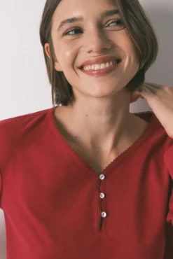 Camiseta manga larga 100% algodón rojo