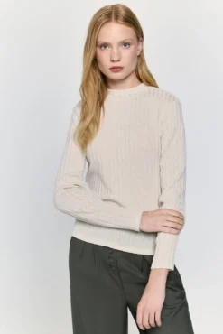 Camiseta manga larga con tejido acanalado con hilo de lurex