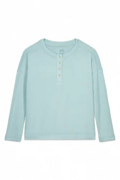 Camiseta manga larga punto ante azul