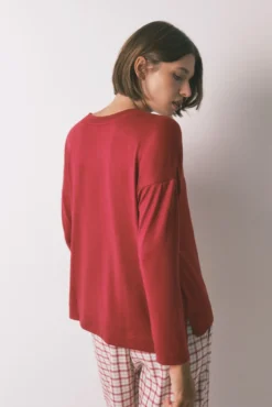 Camiseta manga larga punto ante rojo