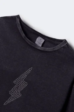 Camiseta manga larga rayo diamantes niña