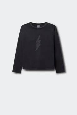 Camiseta manga larga rayo diamantes niña