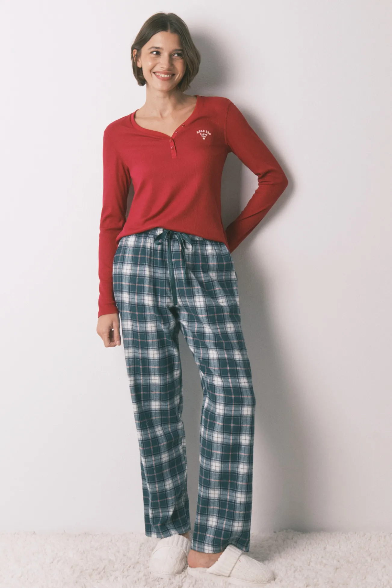 Camiseta manga larga waffle rojo