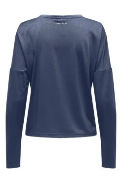 Camiseta manga larga y cuello redondo, y con tejido efecto agua