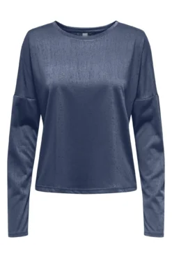Camiseta manga larga y cuello redondo, y con tejido efecto agua