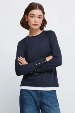 Camiseta tacto suave efecto doble prenda