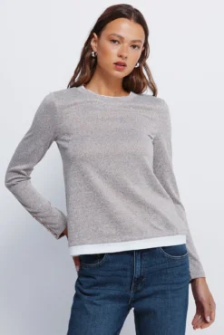 Camiseta tacto suave efecto doble prenda