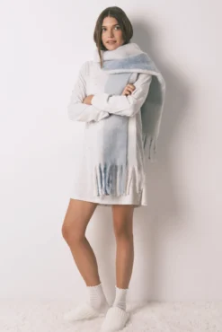 Camisón corto 100% algodón efecto brillo gris