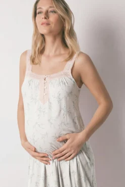 Camisón corto "maternity" algodón estampado flores