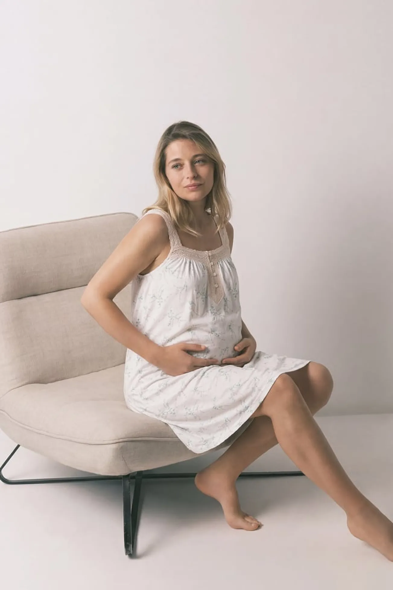 Camisón corto "maternity" algodón estampado flores