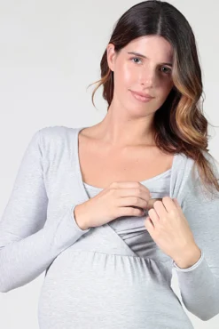 Camisón lactancia a rayas con escote