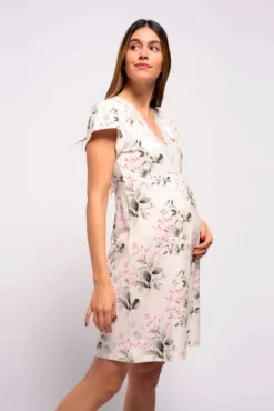 Camisón lactancia manga corta de flores